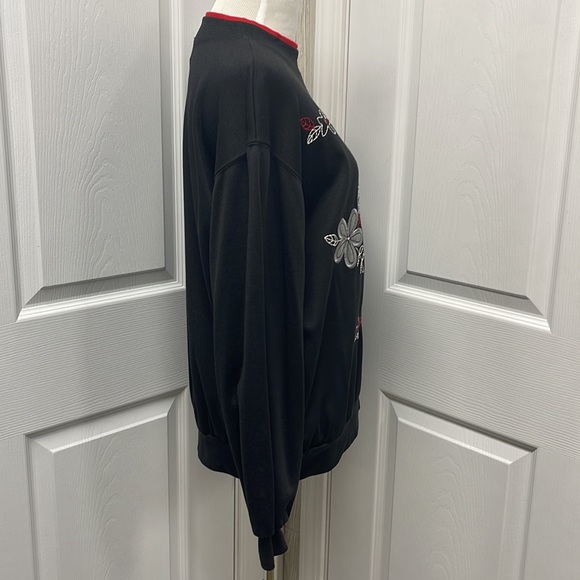 BonWorth Black Embroidered Floral Pullover Sweatshirt Small - Picture 9 of 12